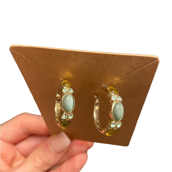 1928 Peridot and Sage Green Victorian Style Necklace w Matching Hoop Earrings - Picture 6 of 6